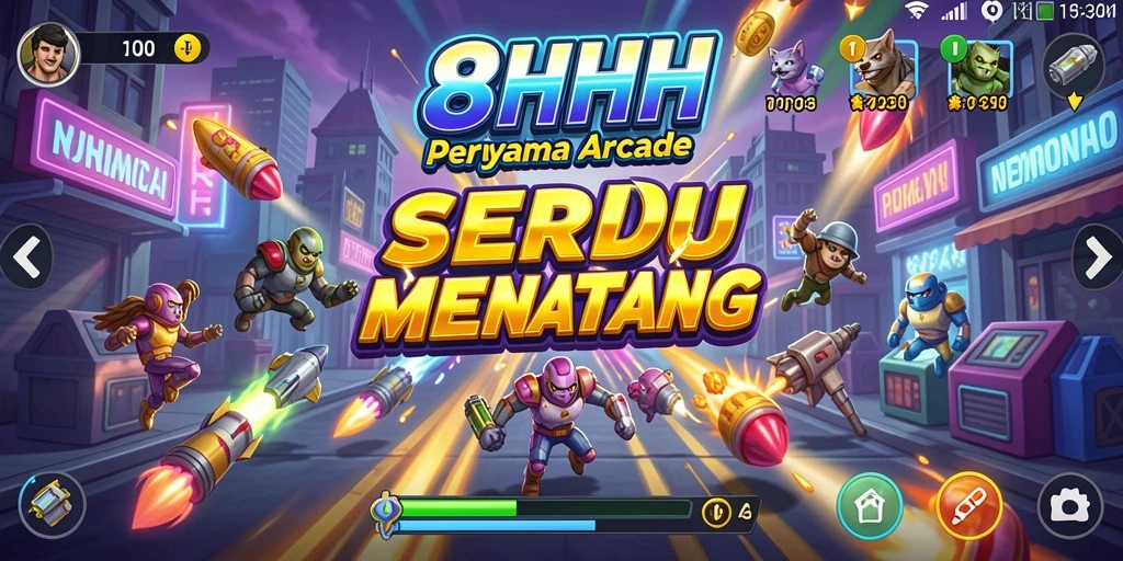 Tangkapan layar utama 8HHH menampilkan aksi gameplay yang mendebarkan.