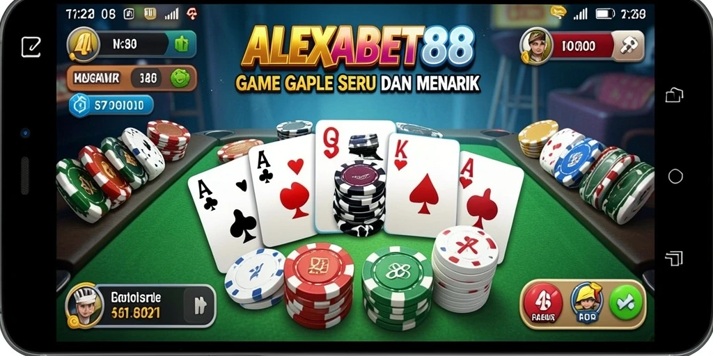 Screenshot gameplay ALEXABET88 yang menampilkan suasana seru dalam bermain Gaple.