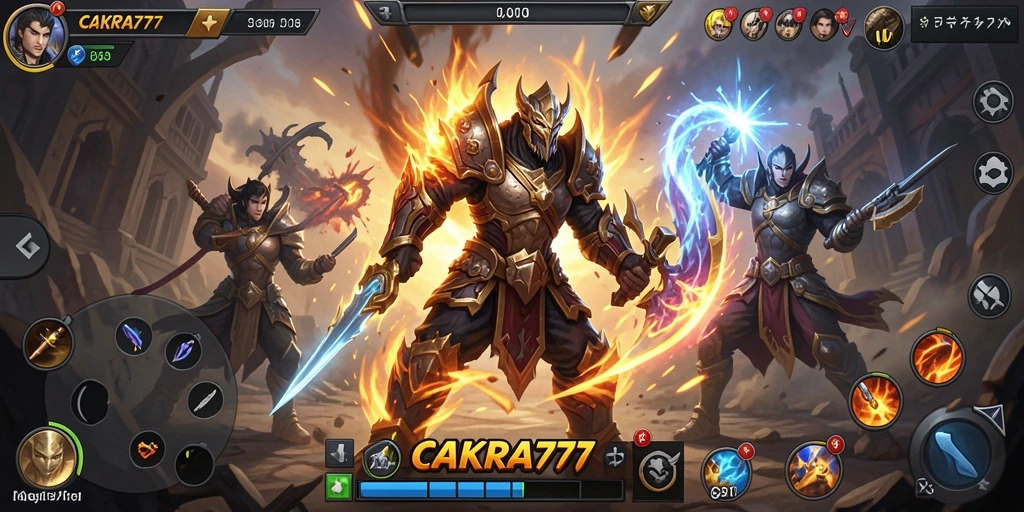 Tampilan gameplay menarik dengan strategi pertarungan yang intens.