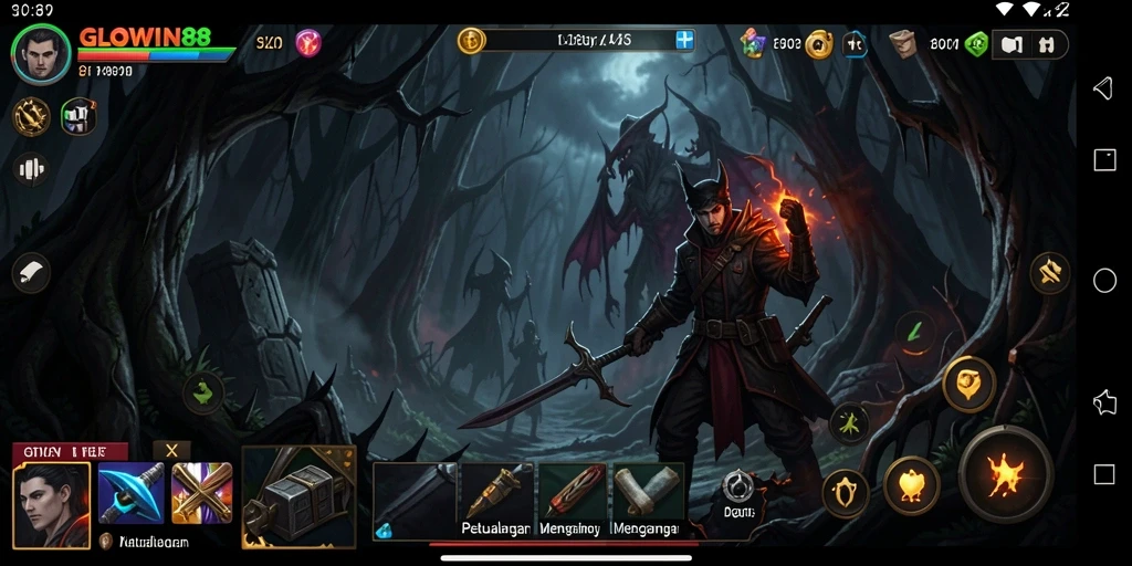 Tangkapan layar gameplay GLOWIN88 menunjukkan suasana menyeramkan dan ketegangan mendebarkan.