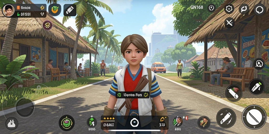Tampilan gameplay menarik dari GN168 yang menunjukkan interaksi karakter.