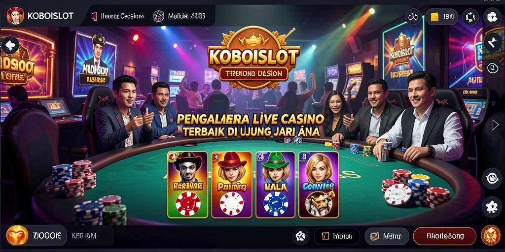 Tangkapan layar menunjukkan dealer langsung dan suasana permainan Live Casino.
