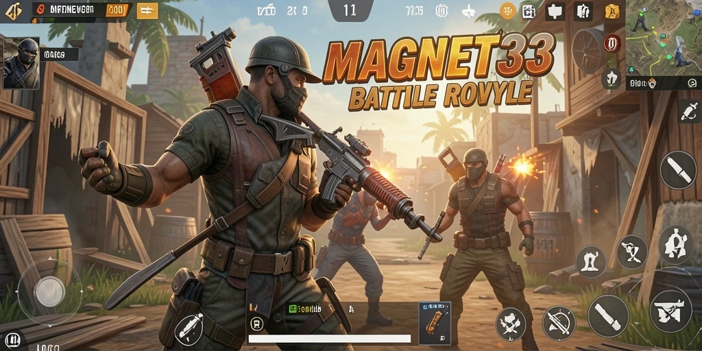 Screenshot MAGNET33 menampilkan aksi seru dalam pertempuran Battle Royale.