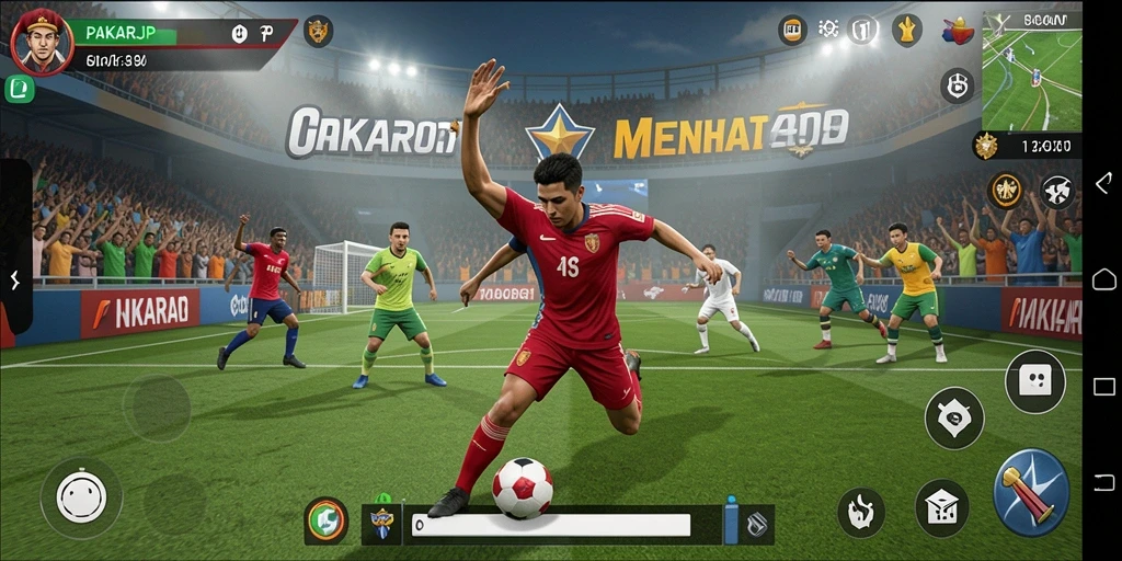 Screenshot gameplay PAKARJP menunjukkan aksi olahraga yang seru.