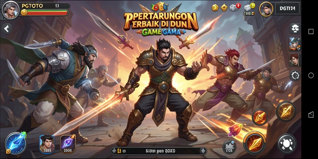Screenshot utama PGTOTO menampilkan aksi pertarungan yang intens.