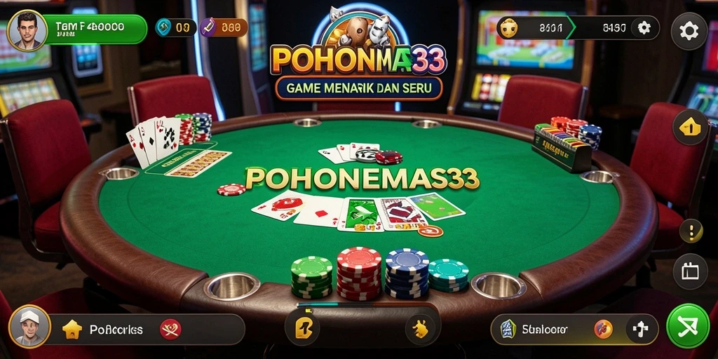 Screenshot gameplay POHONEMAS33 yang menampilkan suasana permainan Poker.