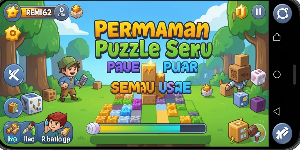 Screenshot utama REMI62 menampilkan gameplay puzzle yang menarik dan menantang.