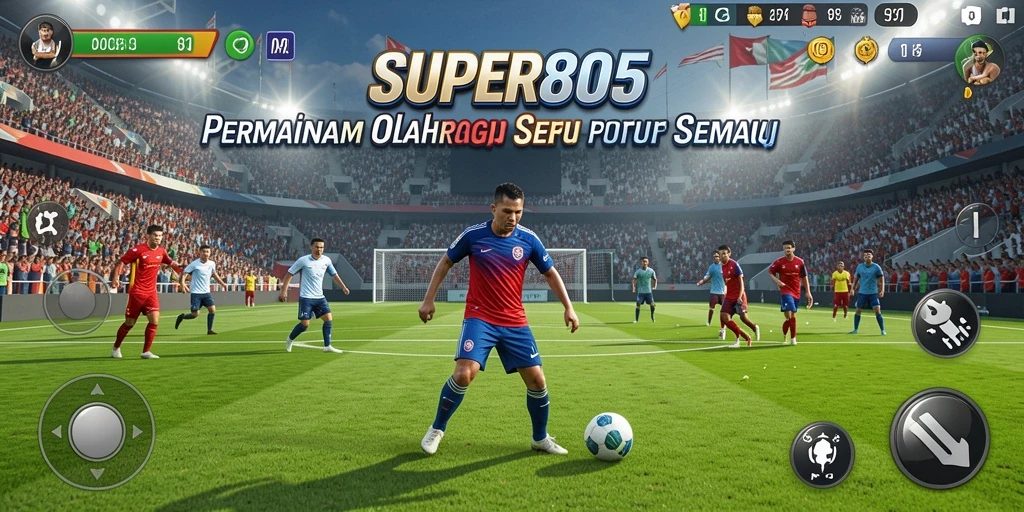 Screenshot gameplay SUPER805 menunjukkan keseruan pertandingan olahraga.