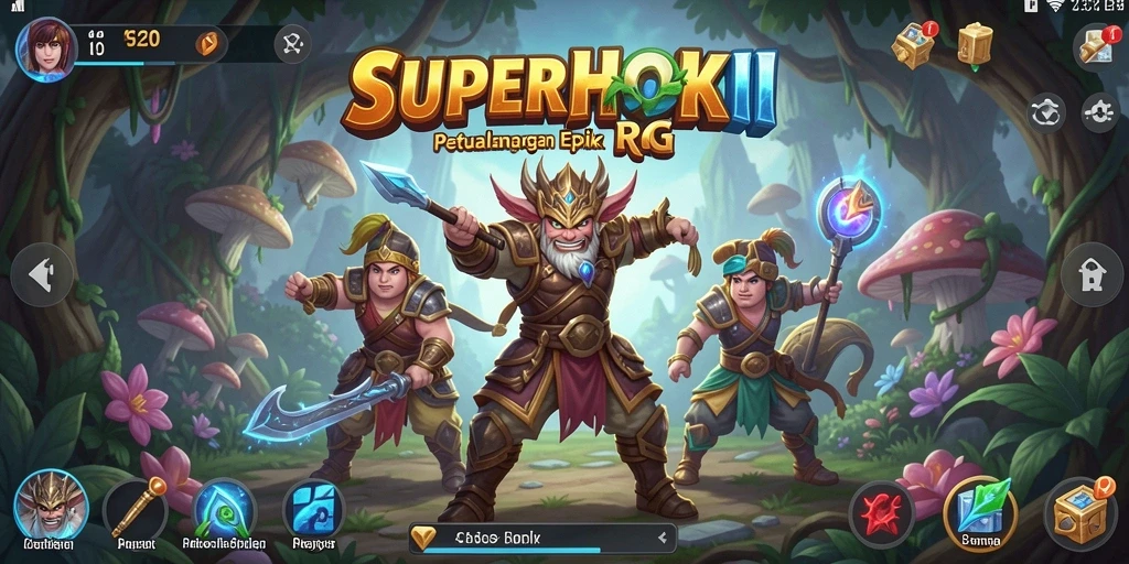 Screenshot permainan SUPERHOKI menampilkan aksi pertempuran yang mendebarkan.