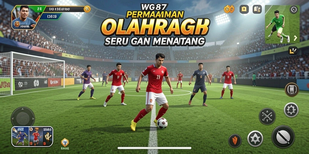 Tangkapan layar utama WG87 menunjukkan aksi seru dalam permainan olahraga.