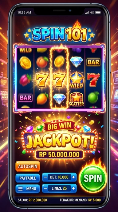 Tampilan utama aplikasi spin101 yang menarik.